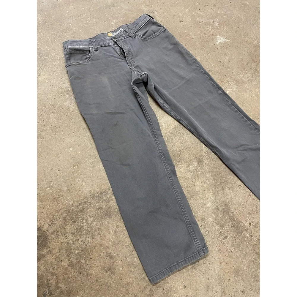 Carhartt Pants‎ Mens 32x28 Gray Relaxed Fit Canvas Carpenter Work 102517-039